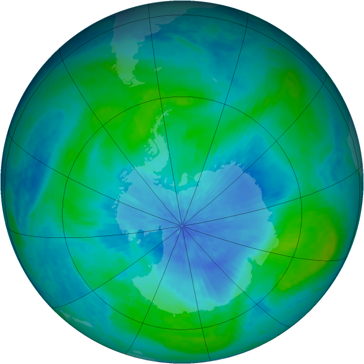 Antarctic ozone map for 26 February 2003